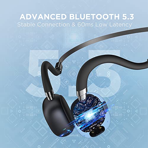 Monster Open Ear Headphones Wireless Sport Bluetooth 5.3 with Mic, Air Conduction Earphones Around Head with Enhanced Bass, Over-Ear Headset Sweatproof for Running