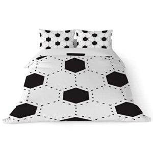 duvet cover sets california king -white black football soccer-bedding comforter set breathable setssoft microfiber 3 pcs
