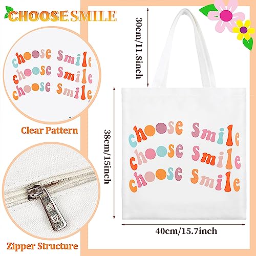 Canvas Tote Bag with Zipper Handles for Women Teacher Bridesmaid Birthday Wedding Mother Ladies Shopping Gift Bags