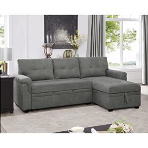 naomi home modern sectional sofa with storage chaise gray/velvet