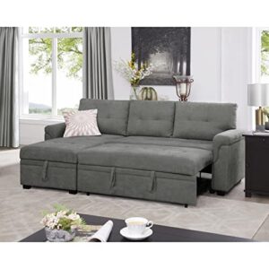 Naomi Home Modern Sectional Sofa with Storage Chaise Gray/Velvet