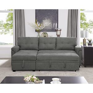 Naomi Home Modern Sectional Sofa with Storage Chaise Gray/Velvet