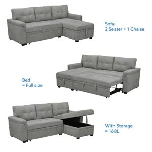 Naomi Home Modern Sectional Sofa with Storage Chaise Gray/Velvet