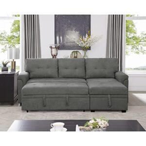 Naomi Home Modern Sectional Sofa with Storage Chaise Gray/Velvet