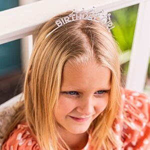 FROG SAC Birthday Girl Crown Headband for Girls, Rhinestone Princess Tiara for Kids, Tiaras for Women, Crown Hair Accessories for Children, Teen Girl Headbands (Silver-Birthday Girl)