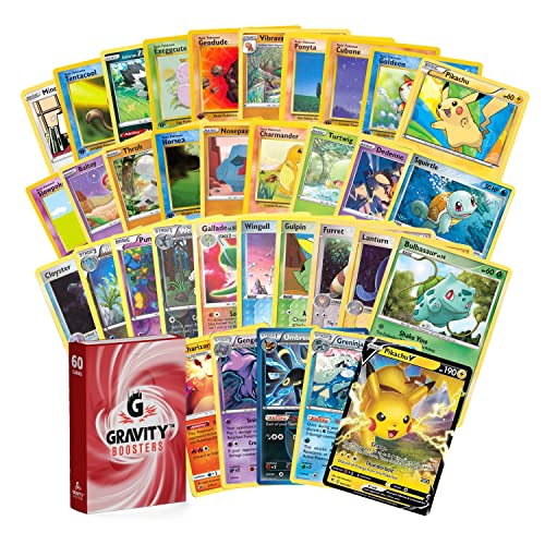 Ultra Rare Bundle | 60 Cards | for Pokemon Card Collectors | 10x Holo Cards & 1x Ultra Rare Guaranteed, Legendary, EX, GX, V, VMAX, or VSTAR | Bundled w/GRAVITY BOOSTERS Deck Box