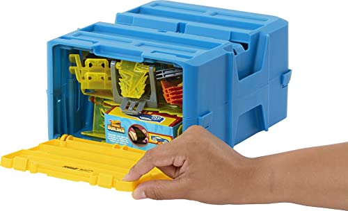 Hot Wheels Track Builder Playset Lightning Boost Pack, 12 Component Parts & 1:64 Scale Toy Car in Storage Container