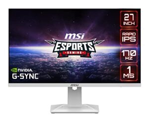 msi g274qrfw, 27" gaming monitor, 2560 x 1440 (qhd), rapid ips, 1ms, 170hz, g-sync compatible, hdr ready, hdmi, displayport, tilt, swivel, height adjustable,white