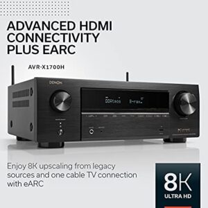 Denon AVR-X1700H 7.2ch 8K Home Theater Receiver with 3D Audio, Voice Control, and HEOS Built-in (Factory Certified Refurbished)