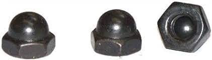 1/4-20 Acorn Cap Hex Nuts Black Oxide (Carton: 100 pcs) Closed End Low Crown Steel Smooth Rounded Cover