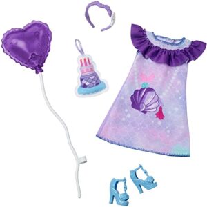 barbie clothes, fashion pack for 13.5-inch preschool dolls with mermaid birthday accessories and party supplies
