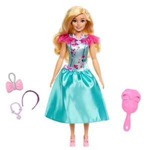 Barbie Doll for Preschoolers, My First Barbie “Malibu” Deluxe Doll, Blonde with Accessories, Soft Poseable Body, Party & Bedtime Themed Fashions