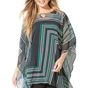 Catherines Women's Plus Size Keyhole Georgette Poncho - 4X/5X, Black Zigzag (2594)