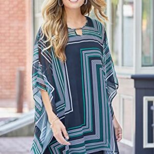 Catherines Women's Plus Size Keyhole Georgette Poncho - 4X/5X, Black Zigzag (2594)