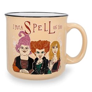 disney hocus pocus put a spell on you ceramic camper mug | bpa-free travel coffee cup for espresso, caffeine, cocoa, | home & kitchen essential | halloween gifts and collectibles | holds 20 ounces