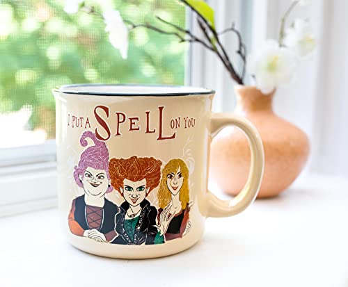 Disney Hocus Pocus Put A Spell On You Ceramic Camper Mug | BPA-Free Travel Coffee Cup For Espresso, Caffeine, Cocoa, | Home & Kitchen Essential | Halloween Gifts and Collectibles | Holds 20 Ounces