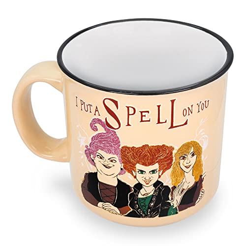 Disney Hocus Pocus Put A Spell On You Ceramic Camper Mug | BPA-Free Travel Coffee Cup For Espresso, Caffeine, Cocoa, | Home & Kitchen Essential | Halloween Gifts and Collectibles | Holds 20 Ounces