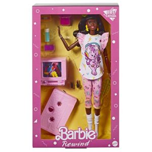 Barbie Rewind Doll & Accessories with Curly Black Hair & 1980S-Inspired Slumber Party Outfit, Collectible & Displayable