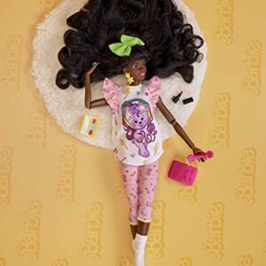 Barbie Rewind Doll & Accessories with Curly Black Hair & 1980S-Inspired Slumber Party Outfit, Collectible & Displayable