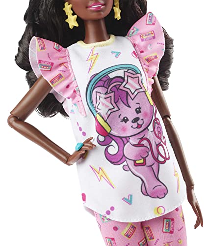 Barbie Rewind Doll & Accessories with Curly Black Hair & 1980S-Inspired Slumber Party Outfit, Collectible & Displayable