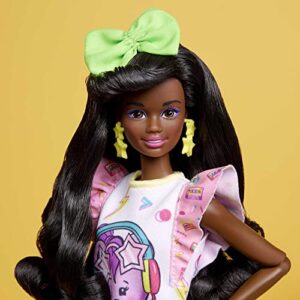 Barbie Rewind Doll & Accessories with Curly Black Hair & 1980S-Inspired Slumber Party Outfit, Collectible & Displayable