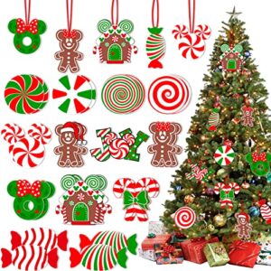 christmas tree decorations,christmas lollipop candy cane ornaments paper cards hanging mick-ey mouse gingerbread christmas decor for peppermint christmas tree decorations- set of 26