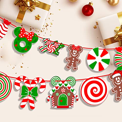 Christmas Tree Decorations,Christmas Lollipop Candy Cane Ornaments Paper Cards Hanging Mick-ey Mouse Gingerbread Christmas Decor for Peppermint Christmas Tree Decorations- Set of 26