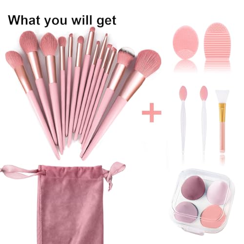 Makeup Brushes 22 Pcs Makeup Kit,Foundation Brush Eyeshadow Brush Make up Brushes Set (Pink, 22 Piece Set)