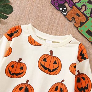 Baby Halloween Outfit Boy Girl Pumpkin Patch Onesie Sweatshirt Romper Sweater Shirt Cute Newborn Toddler Clothes 18-24 Months AH Halloween Pumpkin Cream