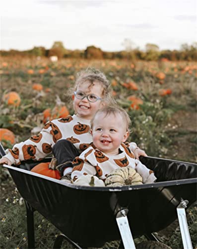 Baby Halloween Outfit Boy Girl Pumpkin Patch Onesie Sweatshirt Romper Sweater Shirt Cute Newborn Toddler Clothes 18-24 Months AH Halloween Pumpkin Cream