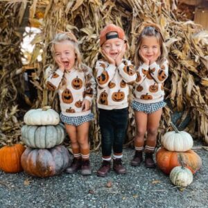 Baby Halloween Outfit Boy Girl Pumpkin Patch Onesie Sweatshirt Romper Sweater Shirt Cute Newborn Toddler Clothes 18-24 Months AH Halloween Pumpkin Cream