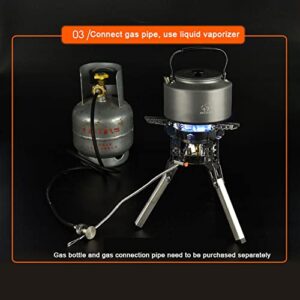 LIZHOUMIL 6800W Windproof Camping Gas Stove, Portable Outdoor Camp Stove with Fuel Canister Adapter, Stainless Steel Backpacking Stove for Camping Hiking Picnic Mountaineering Fishing Silver