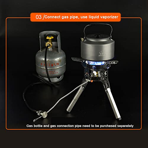 LIZHOUMIL 6800W Windproof Camping Gas Stove, Portable Outdoor Camp Stove with Fuel Canister Adapter, Stainless Steel Backpacking Stove for Camping Hiking Picnic Mountaineering Fishing Silver