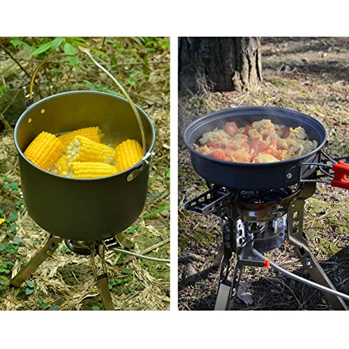 LIZHOUMIL 6800W Windproof Camping Gas Stove, Portable Outdoor Camp Stove with Fuel Canister Adapter, Stainless Steel Backpacking Stove for Camping Hiking Picnic Mountaineering Fishing Silver