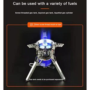 LIZHOUMIL 6800W Windproof Camping Gas Stove, Portable Outdoor Camp Stove with Fuel Canister Adapter, Stainless Steel Backpacking Stove for Camping Hiking Picnic Mountaineering Fishing Silver