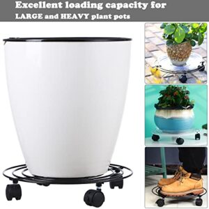 5 Packs Metal Plant Caddy with Locking Wheels 11.8” Heavy-Duty Wrought Iron Rolling Plant Stands with Casters Plant Dolly Plant Roller Base for Indoor and Outdoor Plant Pot Movers Saucers White