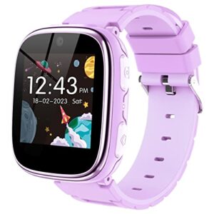 kids smart watch girls boys - smart watch for kids game smart watch gifts for 4-12 years old with 26 games camera alarm video music player pedometer flashlight birthday gift for boys girls (purple)