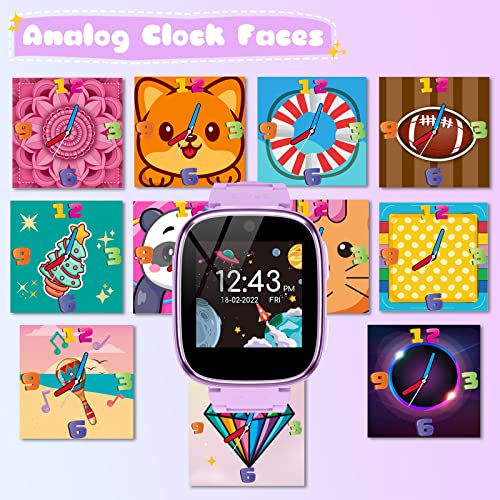 Kids Smart Watch Girls Boys - Smart Watch for Kids Game Smart Watch Gifts for 4-12 Years Old with 26 Games Camera Alarm Video Music Player Pedometer Flashlight Birthday Gift for Boys Girls (Purple)