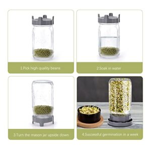 Coolpala 4pcs Sprouting Lids With Stainless Steel Screen, 86mm Plastic Sprout Lid for Wide Mouth Mason Jars Growing Bean Sprouts, Alfalfa, Salad Sprouts