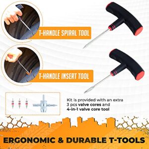Vehiclex Compact+ Tire Repair Kit, Main Robust Tools & Supplies for Flat Tire Punctures Repair with Pliers