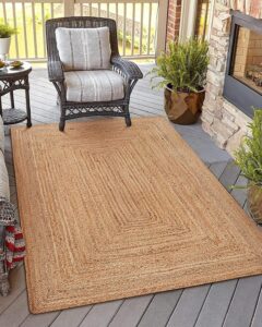kema jute braided area rug, 4x6 feet (48x72 inches) - rustic vintage braided reversible rectangular rug, shag rugs for bedroom, jute kitchen rug, living room rugs, floor rug