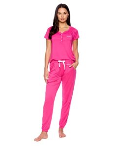 bebe womens pajama sets - short-sleeve pajamas for women with lace accents - pj set for women (fuchsia, x-large)