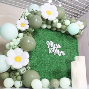 BIRSAT Daisy Balloon Arch Kit for Girls Pastel Green Birthday Decorations, Sage Green Balloons Garland for Women Neutral Jungle Baby Shower Party Supplies, Greenery Flower Theme Bridal Shower Parties