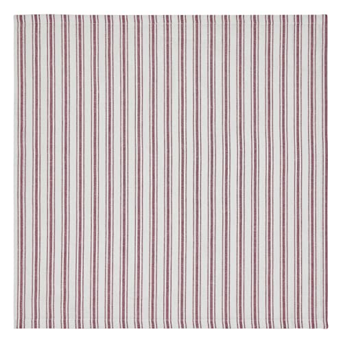 Timeless Ticking Red Stripe Ruffled California King Bed Skirt, Farmhouse Country, Christmas Décor, 16" Drop