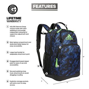 adidas Adaptive Backpack, Galaxy Camo Dark Blue/Lucid Lime Green, One Size