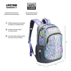 adidas Creator 2 Backpack, Adi Multi Collage Light Purple/Onix Grey/White, One Size