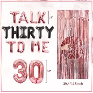 LaVenty 26 PCS Rose Gold Talk 30 to Me Balloons Talk 30 to Me Birthday Decoration Talk Thirty To Me Backdrop Talk Thirty To Me Banner 30th Birthday Decoration for Her Dirty 30 Birthday Decoration