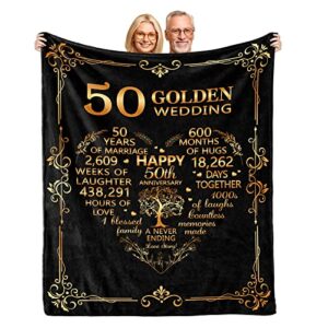 aklsndlka 50th anniversary blanket gifts,gift for 50th wedding anniversary,50th golden wedding anniversary couple gifts for husband wife dad mom grandparents 60"x 50" flannel