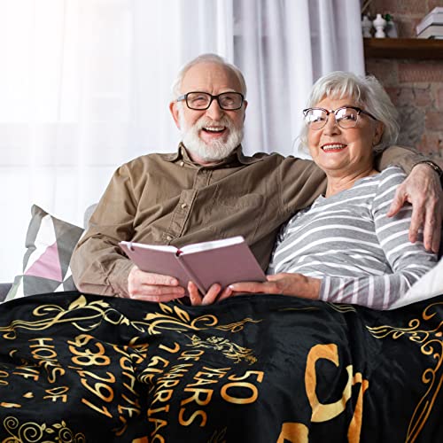 AKLSNDLKA 50th Anniversary Blanket Gifts,Gift for 50th Wedding Anniversary,50th Golden Wedding Anniversary Couple Gifts for Husband Wife Dad Mom Grandparents 60"X 50" Flannel