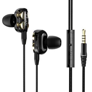 eavan double dynamic drivers wired earphones,4 speakers 4 core hifi in-ear earbuds,noise isolating headphones 3.5mm jack with mic for computer,mp3 and phone